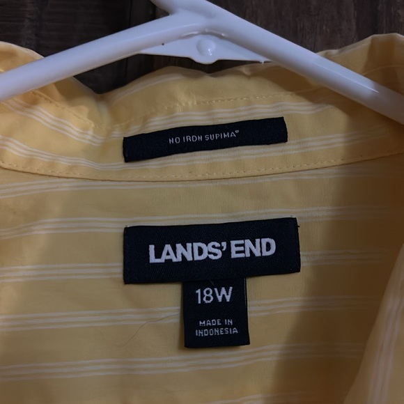Lands' End Womens Button‎ Down Shirt Size 18W Yellow Collared Long Sleeves - Picture 3 of 6